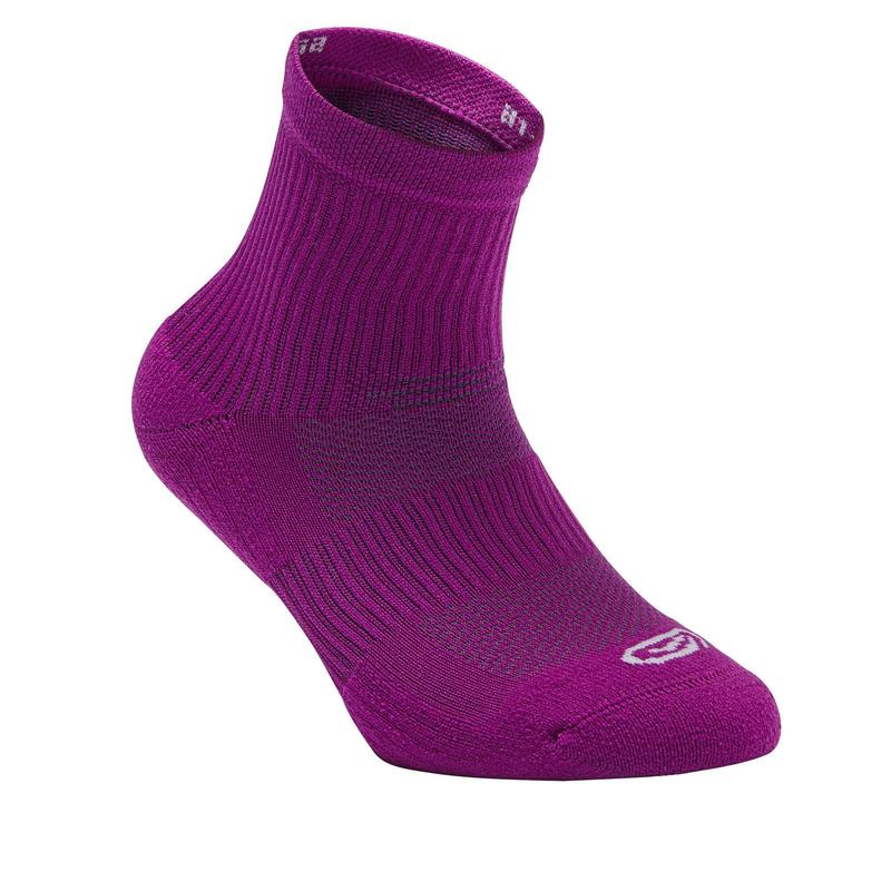 Gói 2 đôi tất chạy bộ cổ cao Decathlon Comfort cho trẻ em- Đỏ tía size EU 27-30