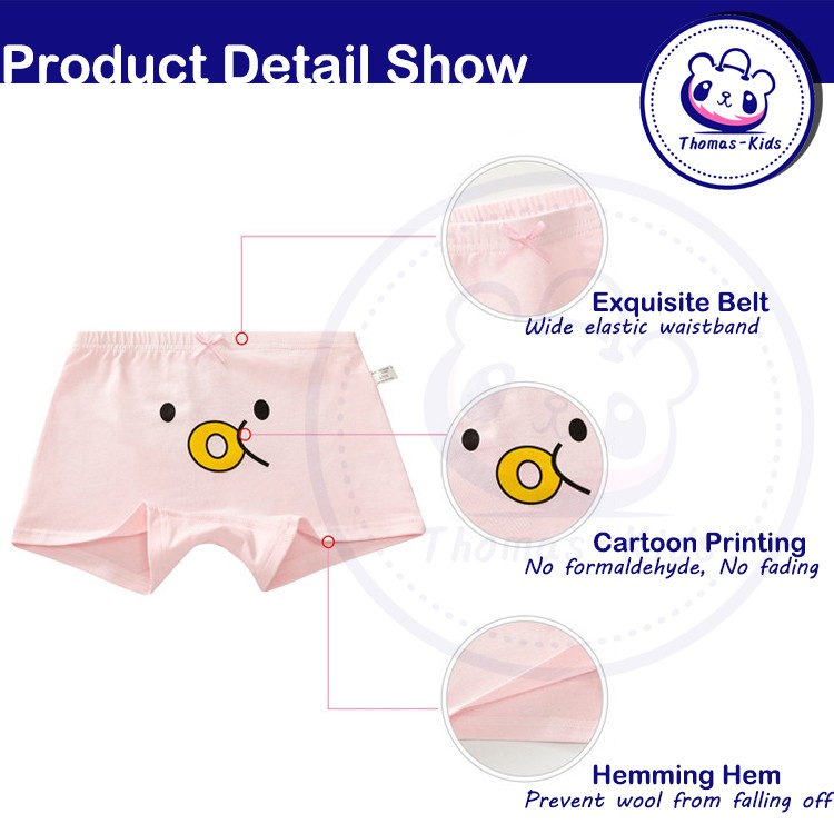 Bộ 5 Quần Lót Boxer Cotton Màu Trơn Thời Trang Cho Bé Gái Từ 3-12 Tuổi