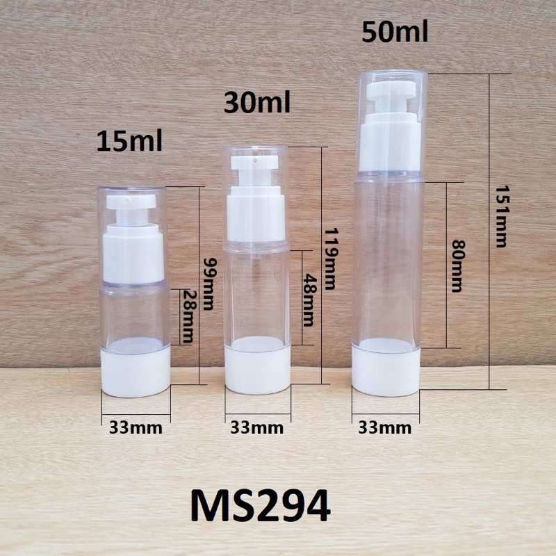Chai lọ hút chân không đầu dẹp trắng cao cấp 15ml/30ml/50ml