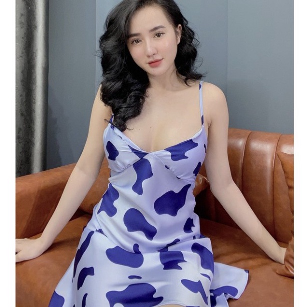 Váy Ngủ Sexy Lụa Satin Váy Ngủ Bò Sữa Mút Rời Cao Cấp Boody BV04
