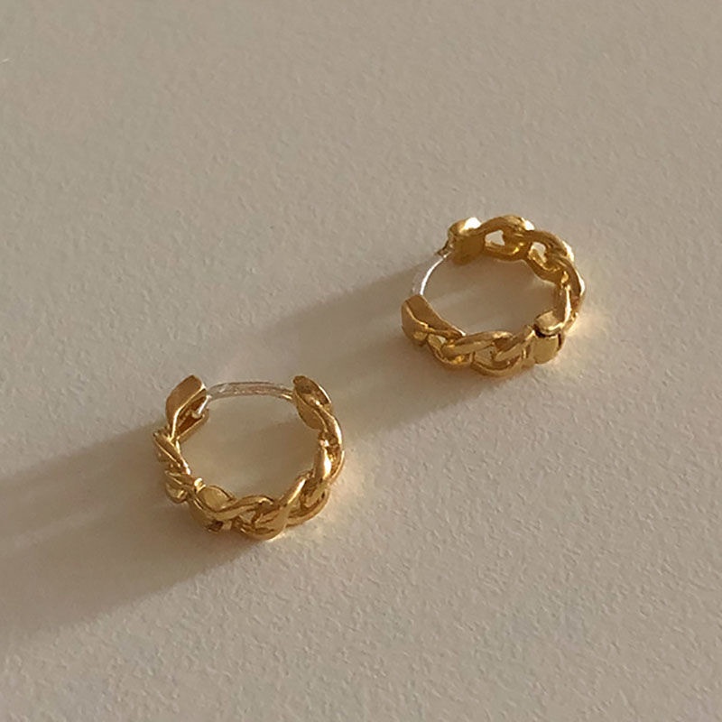 We Flower Khuyên tai mạ vàng 14K dạng mắt xích hợp thời trang cho nữ