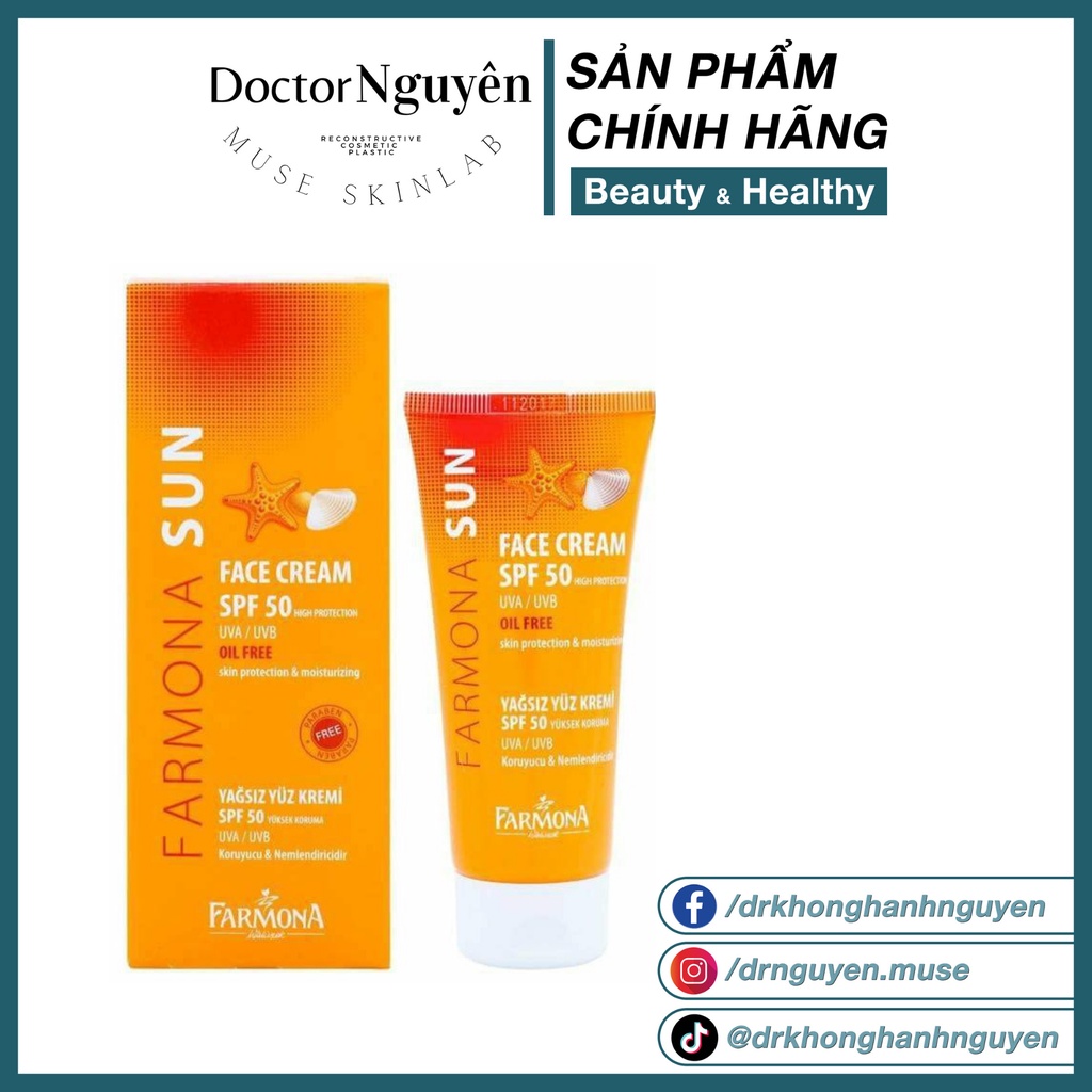 Kem Chống Nắng Farmona Sun SPF 50 Oil Free Dành Cho Da Dầu Và Hỗn Hợp