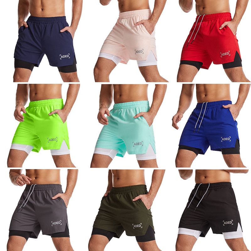 Quần Short Thể Thao Nam 2 Trong 1 Họa Tiết Rằn Ri