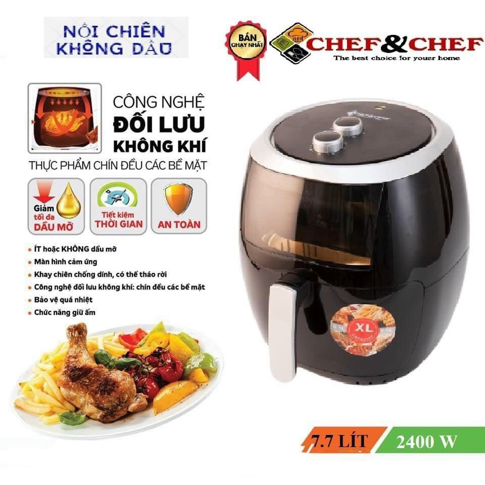 [Mã ELHADEV giảm 4% đơn 300K] NỒI CHIÊN KHÔNG DẦU CHEF&amp;CHEF DUNG TÍCH ĐẠI 7,7L