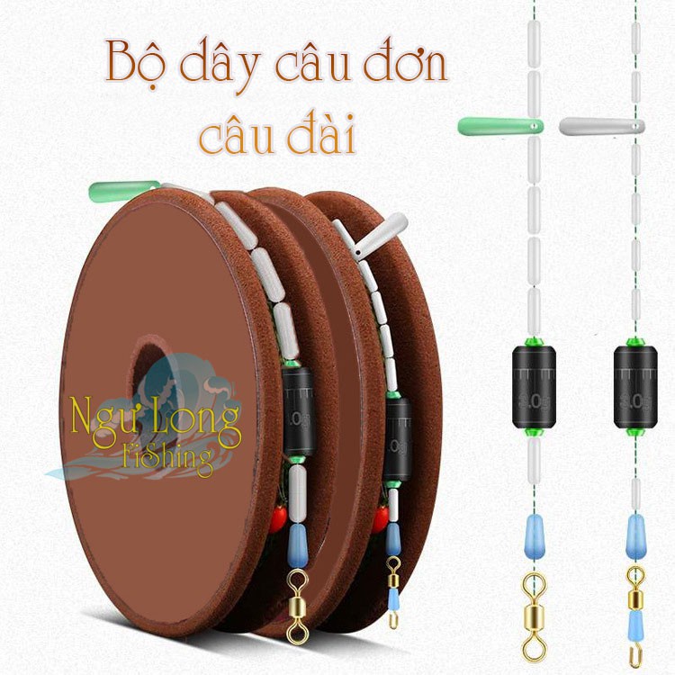 Trục thẻo câu đơn đài_Thẻo buộc sẵn chuyên dùng cho cần câu tay_Gồm dây câu cá tàng hình, chân phao, chì, hạt chặn đầyđủ