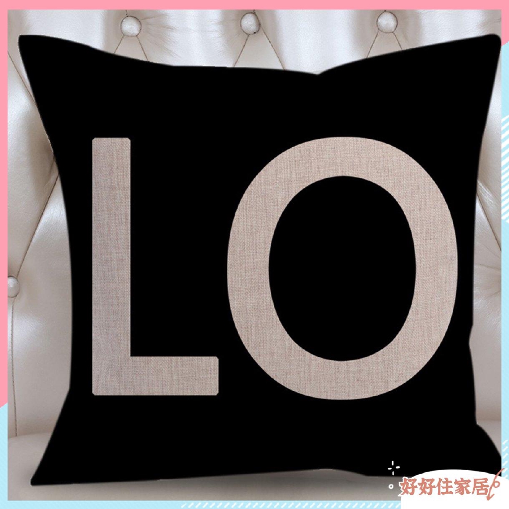 Vỏ gối ghế sofa vải lanh cotton họa tiết chữ Love xinh xắn mềm mại