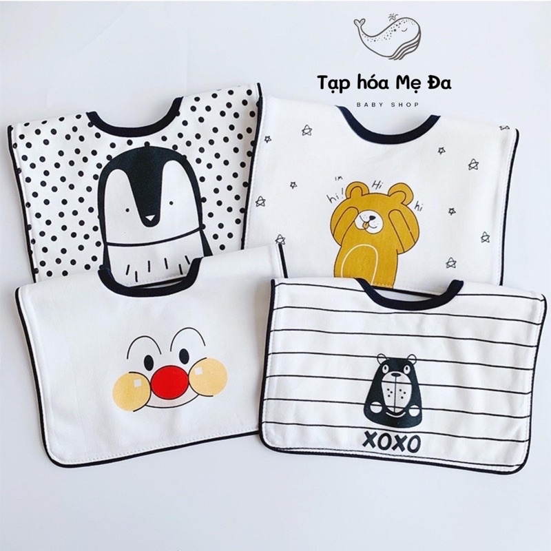 Yếm Ăn Dặm Cổ Vuông 100% Cotton Có Chống Thấm Nhiều Mẫu Hoạ Tiết Xinh Xắn Cho Bé Trai Bé Gái