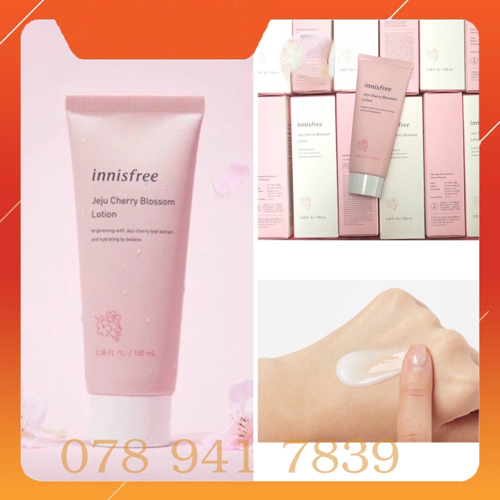 Sữa Dưỡng Dưỡng Trắng, Dưỡng Ẩm Innisfree Jeju Cherry Blossom Lotion 100ml