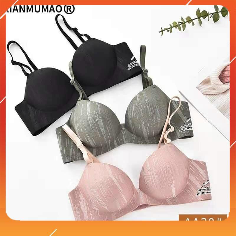 Áo lót nữ su đúc không gọng nâng ngực cup chéo đệm mút bàn tay vân xước họa tiết lông ngỗng A5070