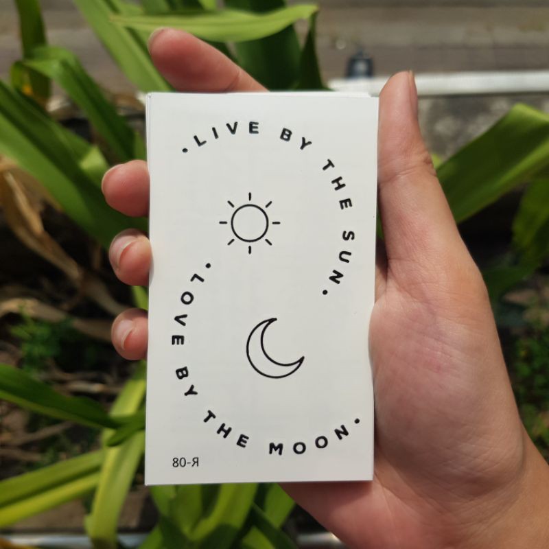 Hình xăm trăng sao, sun moon r08. Xăm dán tatoo mini tạm thời, size &lt;10x6cm