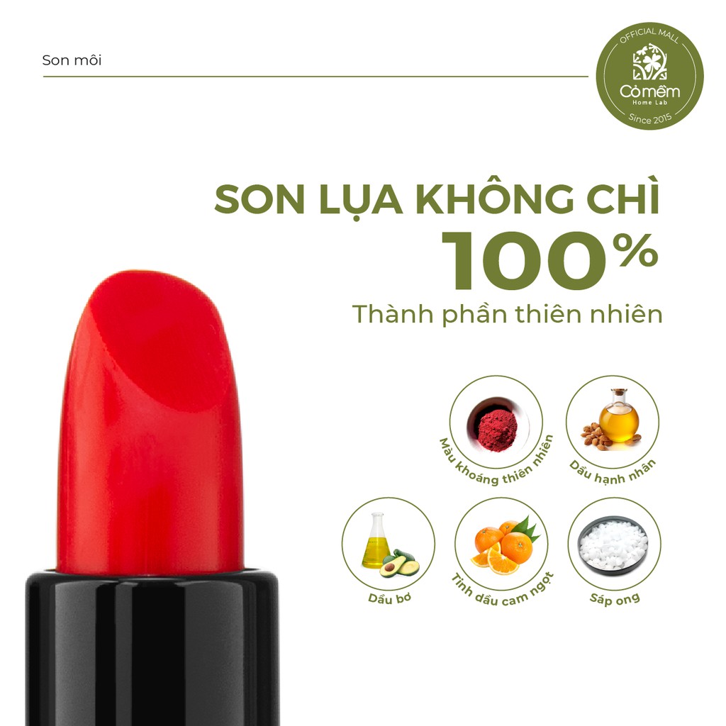 ( SLN 10 ) ( SLN 9 )  Son Môi Lụa Không Chì Thiên Nhiên Cỏ Mềm An Toàn 3,8g