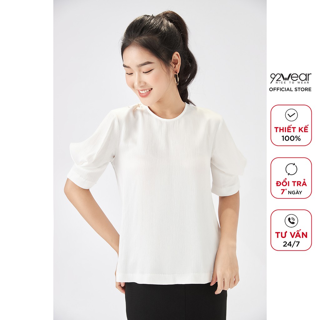 Áo sơ mi lụa nữ 92WEAR chất mát kiểu dáng trẻ trung ASA1968