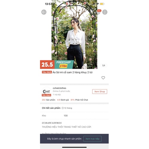 Áo sơ mi cchat size M