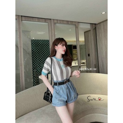 Áo cộc Quảng châu phối kẻ thêu X