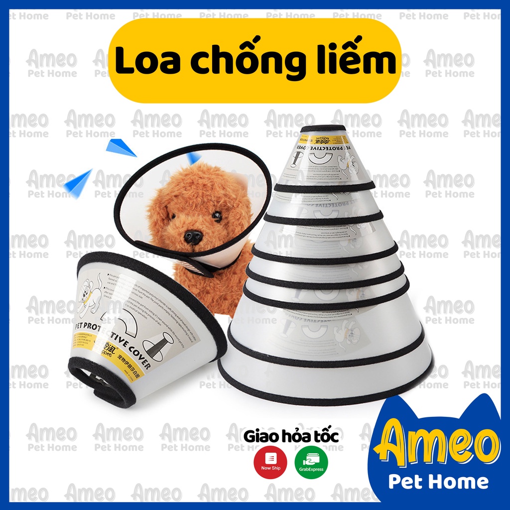 [Nhiều size] Loa Chống Liếm / Vòng Đeo Cổ Chống Liếm Cho Chó Mèo Thú Cưng - Ameo Pet Home