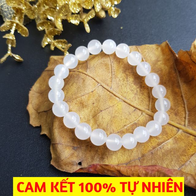 [Shop UY TÍN]Vòng tay nữ mã não Vòng tay Phong Thủy  cho mệnh Thổ, Kim Agate trắng 8ly