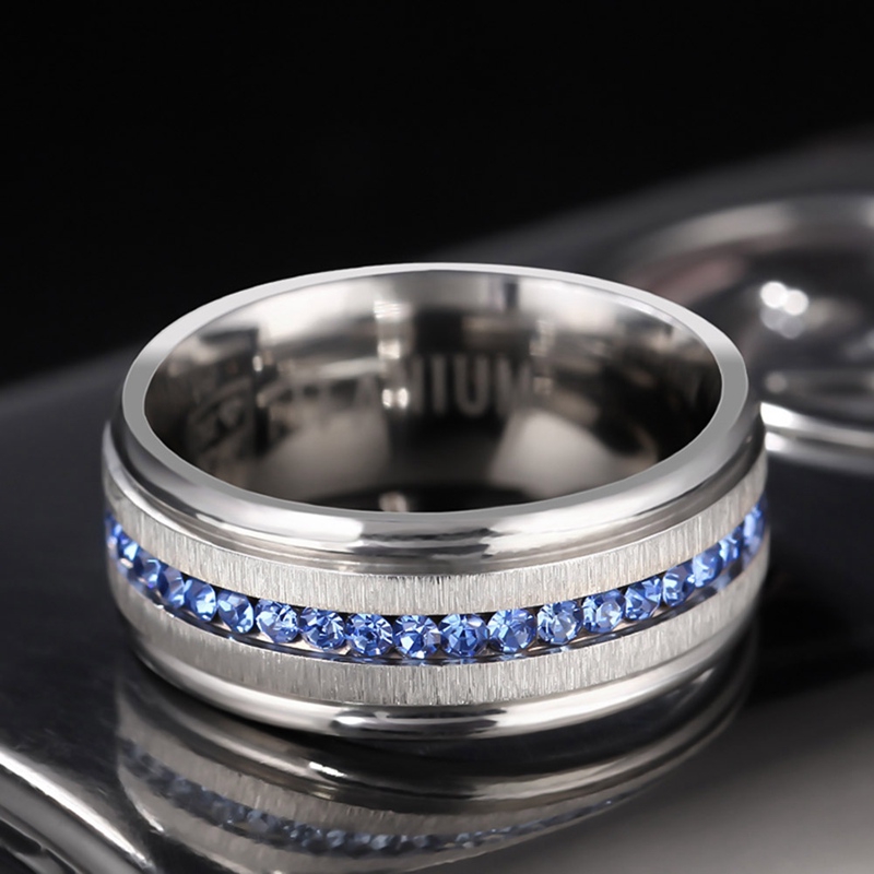 Exquisite Fashion Thin Blue Diamond Tungsten Carbide Ring Beautiful Chic Nice