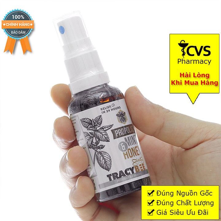 Keo Ong Xịt Giảm Viêm Họng Vị Bạc Hà Propolis Mint &amp; Honey 30ml (Tracybee)