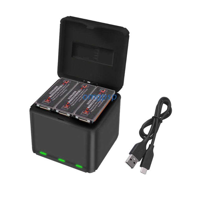 Hộp Sạc Nhanh Thông Minh 3 Pin Qc 3.0 Kèm Dây Cáp Dữ Liệu Cho Máy Ảnh Thể Thao Osmo