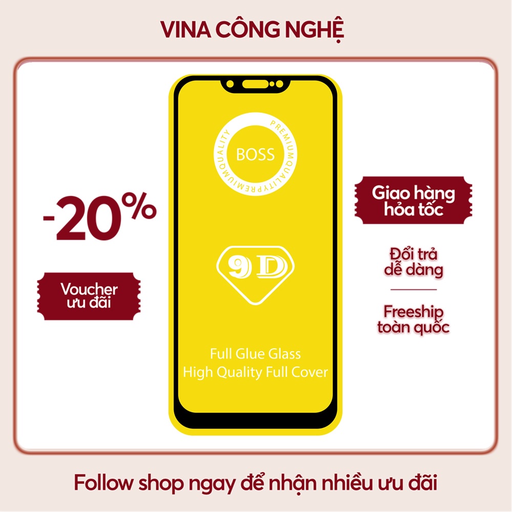 Cường lực Vsmart Joy 4/Active 3/Bee 3/Live/....Full keo viền đen