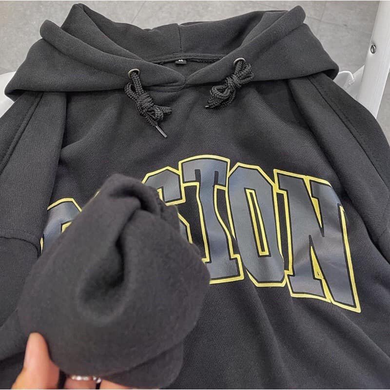 Áo Sweater Boston Basic Vintage Unisex Peony_boutique 👉 Nỉ Mũ Rộng Dày Dặn Oversize Cá Tính Nam Nữ