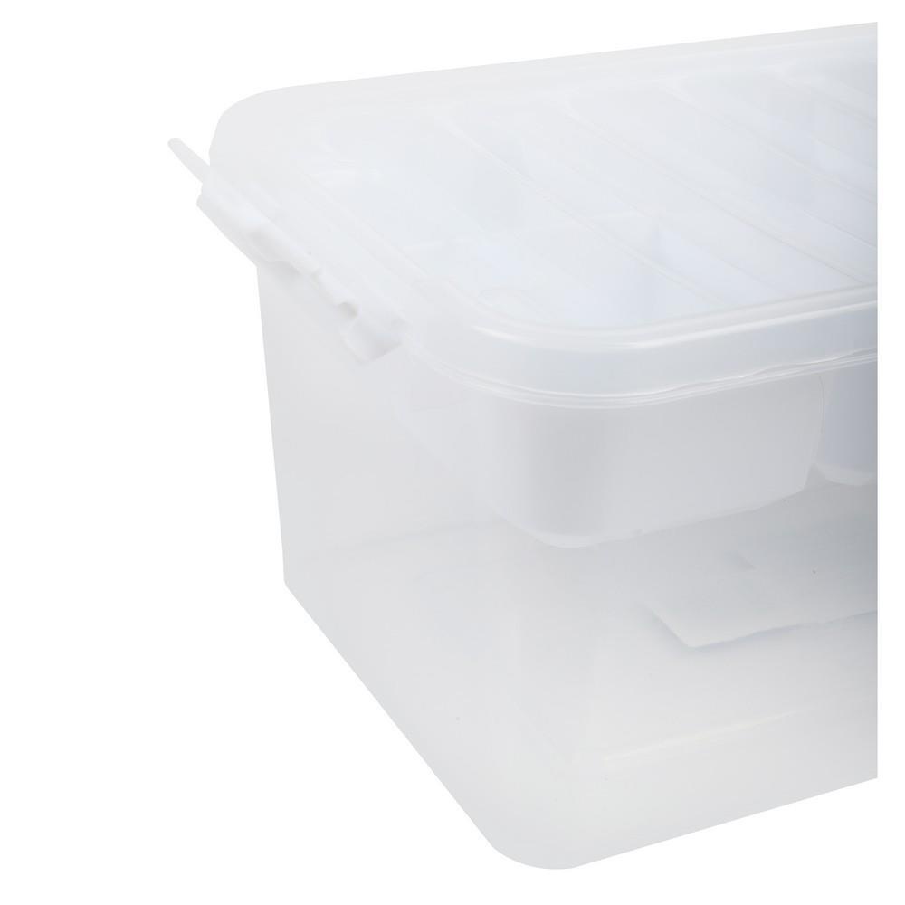 HomeBase STACKO Thùng nhựa đựng đồ đa năng có nắp Thái Lan W19.5xH14xD29cm màu trắng trong