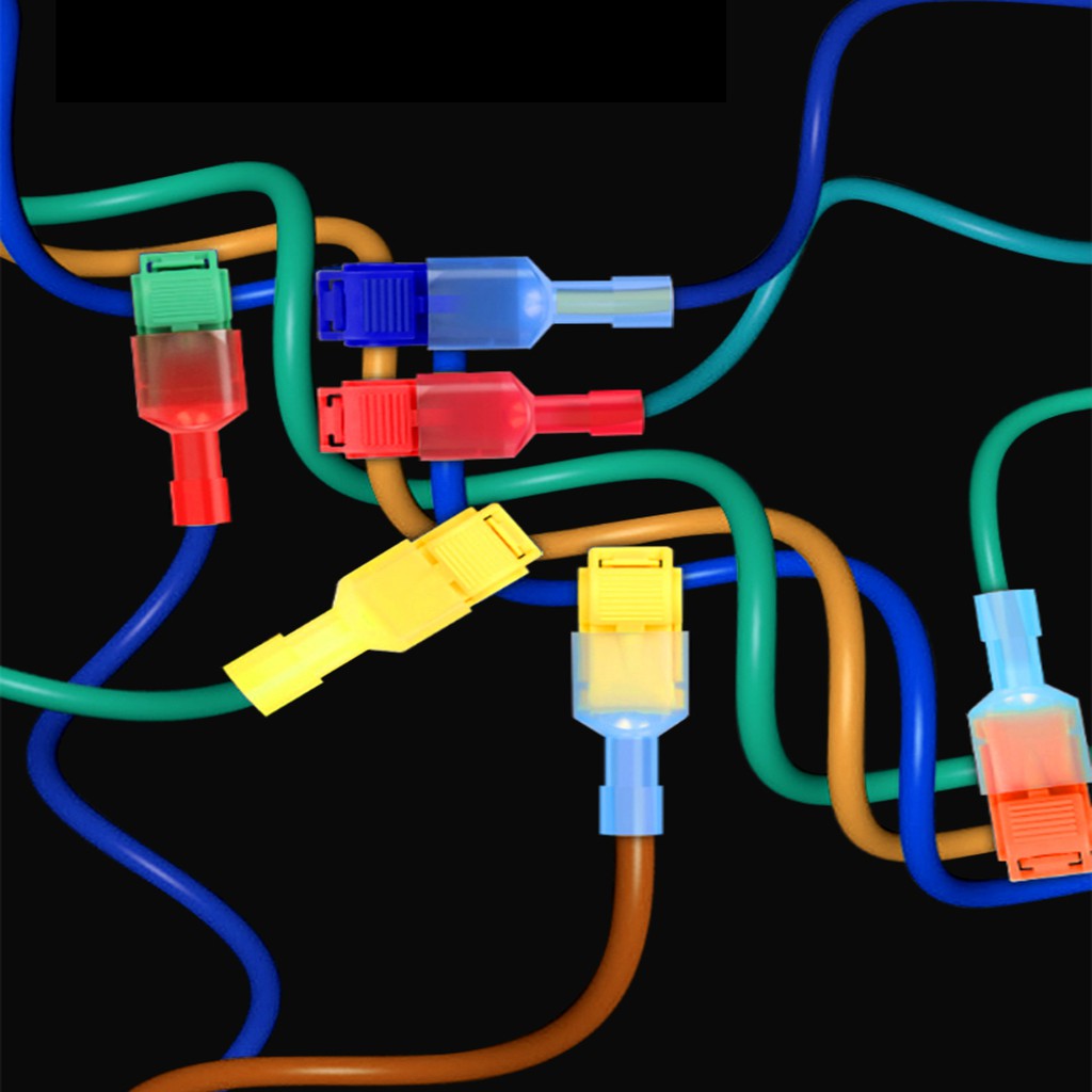 Bộ đầu cút nối dây điện chữ T nối nhanh, chống nước, chống cháy an toàn màu đỏ+xanh