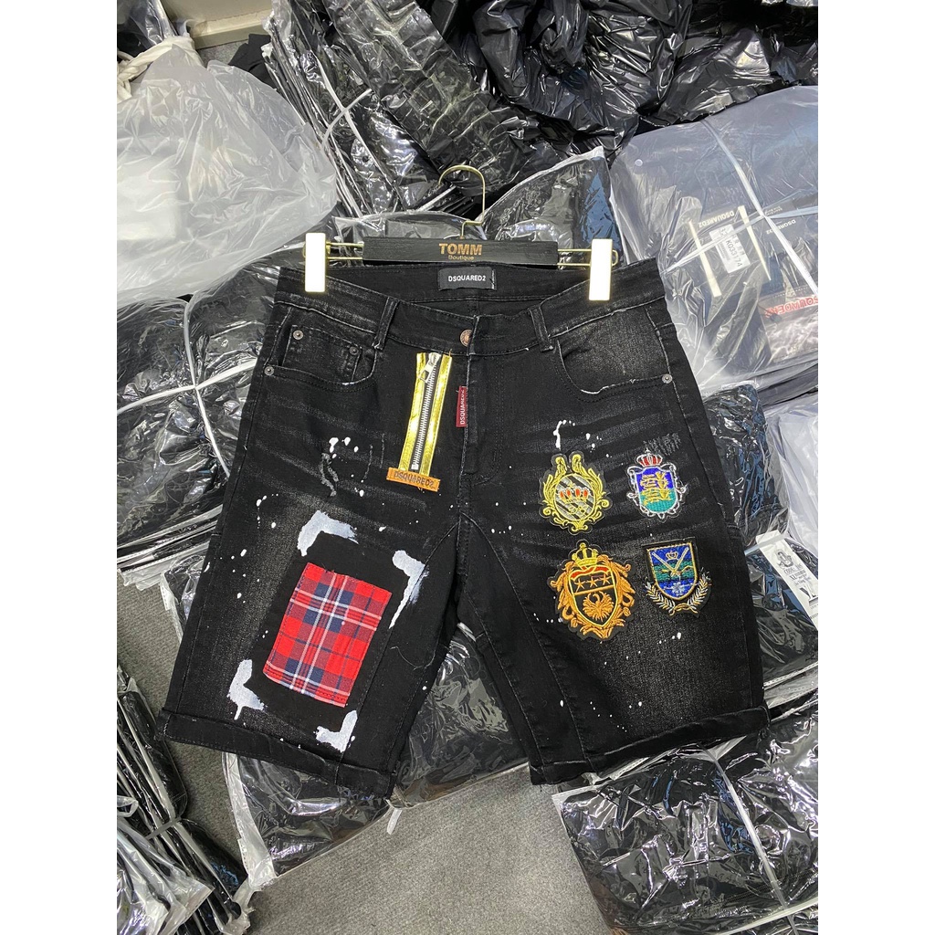Quần Ngố Dsq Quần short Bò Thời Trang DSQ Khóa Lệch , Short Jean Huy Hiệu Thêu Logo Hàng Hót Nhất 2021