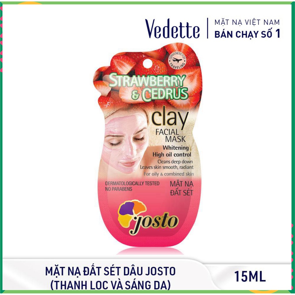 ❇️ Mặt Nạ Đất Sét Đỏ Và Dâu JOSTO 15ml - DƯỠNG TRẮNG & KIỂM SOÁT SỰ BÓNG DẦU - TPM032