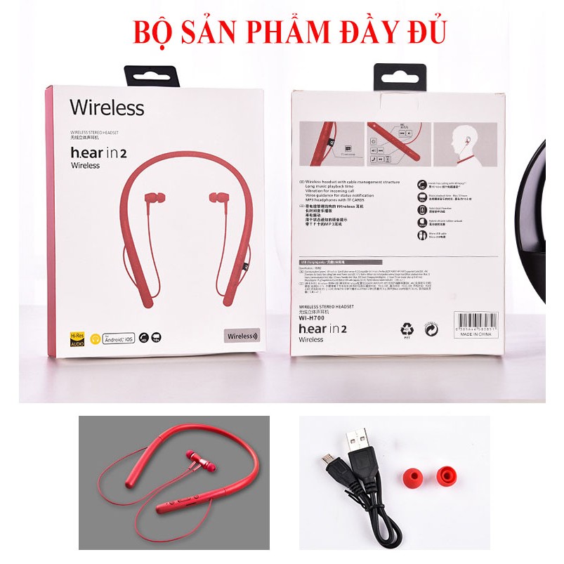 Tai Nghe Bluetooth Quàng Cổ H700 Pin Cực Trâu, Chống Nước, Hỗ Trợ Thẻ Nhớ, Chống Ồn - Tai Nghe Bluetooth Mini