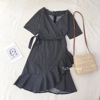 VÁY VẠT BÈO CỔ V THẮT NƠ EO