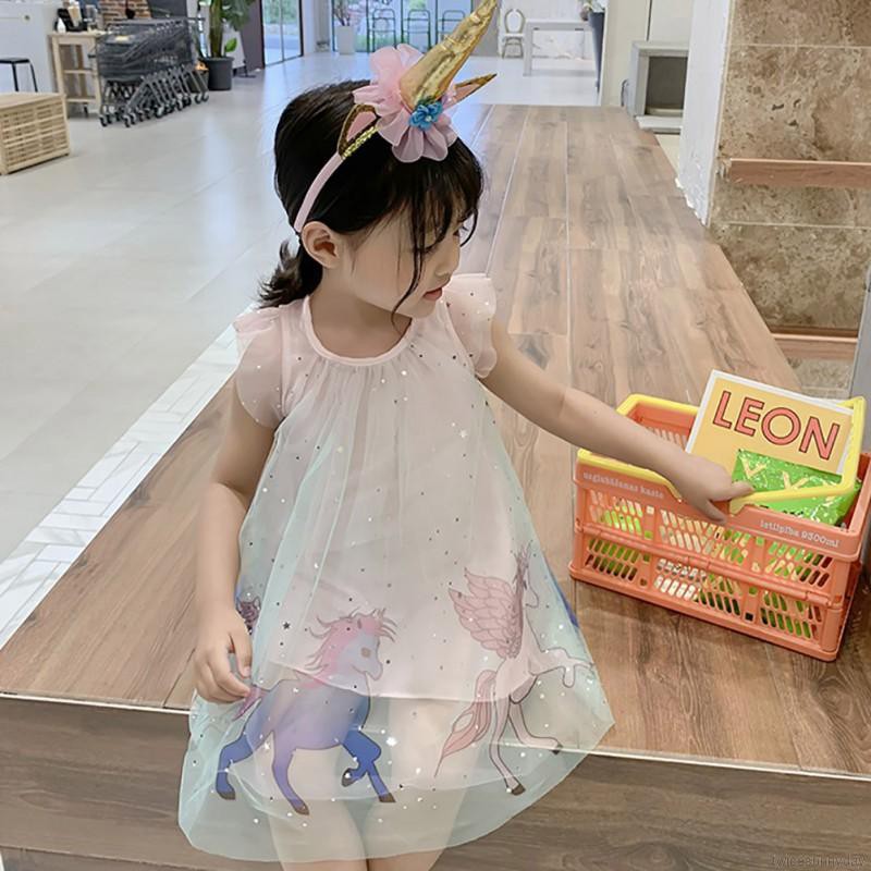 Set đầm lưới kèm băng đô nơ đáng yêu cho bé gái