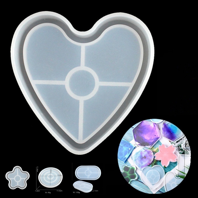 Khuôn silicon làm bánh nhiều hình dạng đổ nhựa resin epoxy làm tấm lót cốc thủ công DIY