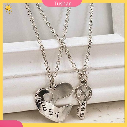 Bộ 2 dây chuyền tình bạn mặt hình trái tim chìa khóa thiết kế độc đáo