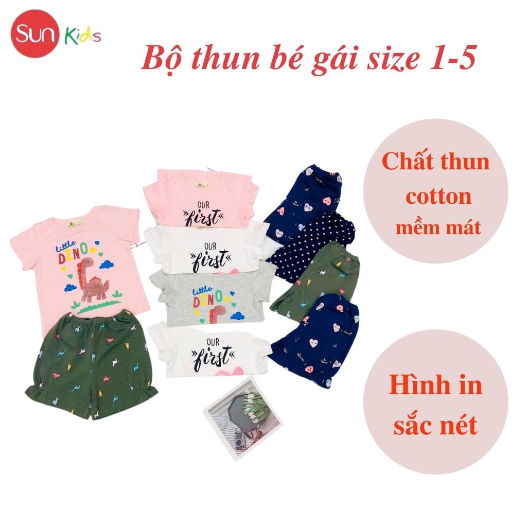 Đồ bộ thun bé gái, đồ bộ trẻ em chất cotton, có nhiều màu, size 1-5 tuổi - SUNKIDS