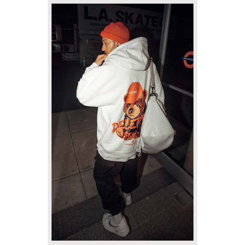 Áo hoodie form rộng deception chất nỉ bông mũ dày 2 lớp | BigBuy360 - bigbuy360.vn