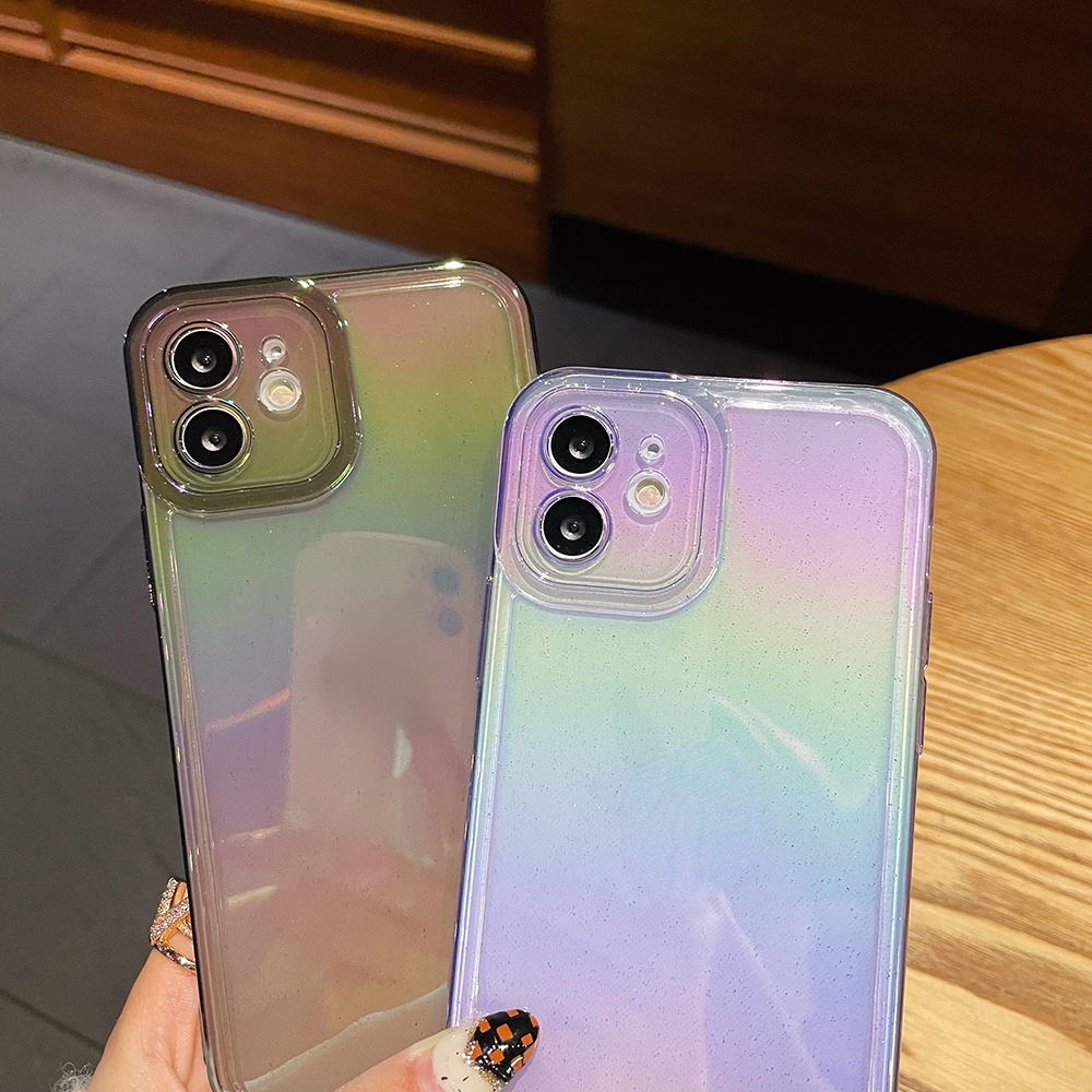 Ốp Điện Thoại TPU Dẻo Màu Laser Lấp Lánh Sang Trọng Chống Sốc Cho iPhone 13 12 11 Pro Max X XR XS Max