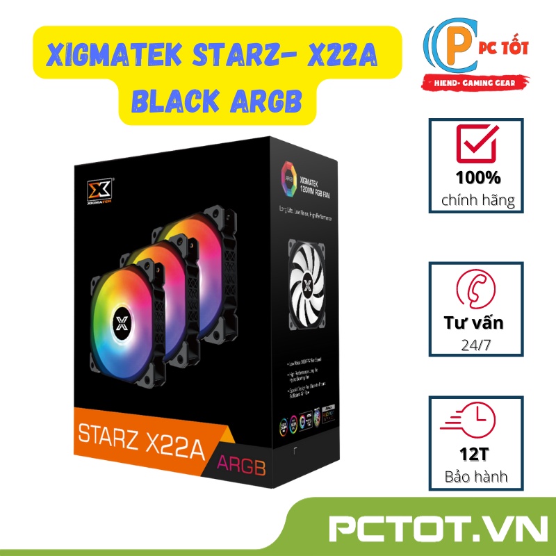 Bộ quạt tản nhiệt XIGMATEK STARZ – X22A ARGB (EN48458) – PACK x3, CONTROLLER