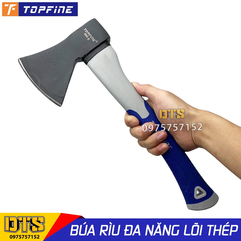 Búa rìu đa năng TOP FINE thép CR-V siêu cứng, rìu đa năng lõi thép cán nhựa TPR siêu bền, chặt cây, bổ củi, thoát hiểm