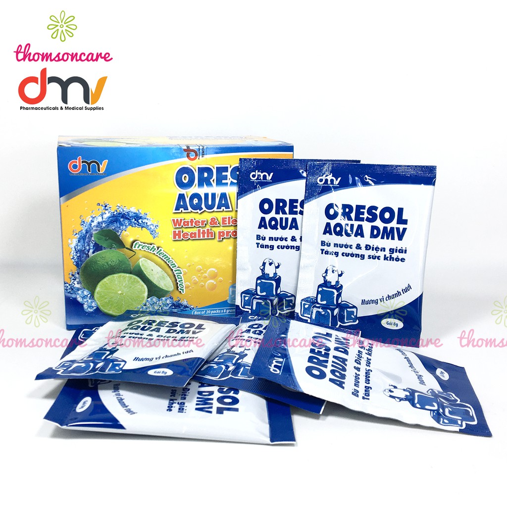 Bột điện giải Oresol bù nước khi ốm sốt, chơi thể thao - Oresol DMV Hộp 20 gói hương chanh giải khát