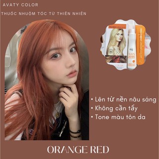 Thuốc nhuộm tóc AVATY Từ thiên nhiên màu ĐỎ CAM kèm oxy và gang tay