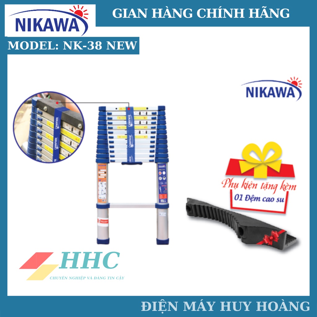 Thang nhôm rút đơn siêu bền Nikawa NK-38 New. NK-38 Pro