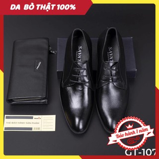 [FREESHIP - DA THẬT] -  Giày tây nam da bò cho dân công sở màu đen cao cấp - giày dây buộc công sở - GT107