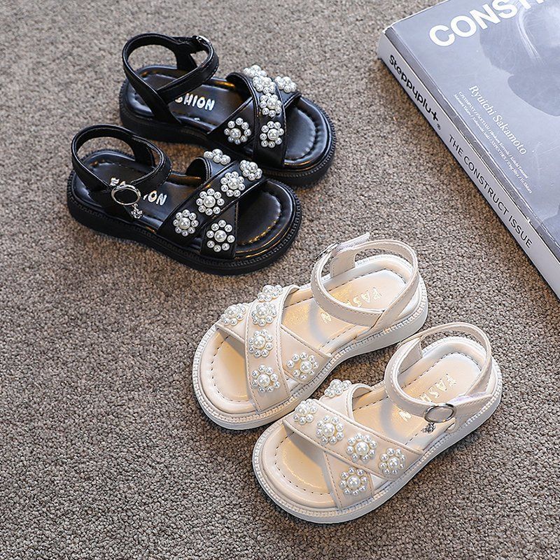[23/35] Giày Sandal Đế Mềm Đính Ngọc Nhân Tạo Sang Chảnh Cho Bé