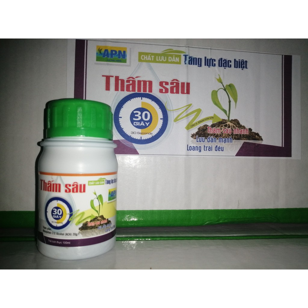 Thấm sâu 30 giây (chai 100ml) - chất trợ lực giúp tăng hoạt lực các loại thuốc trừ sâu, trừ bệnh, trừ cỏ cho cây trồng