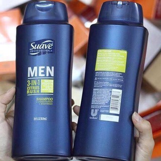 Sữa tắm nam và gội xả suave men 3in1 828ml usa