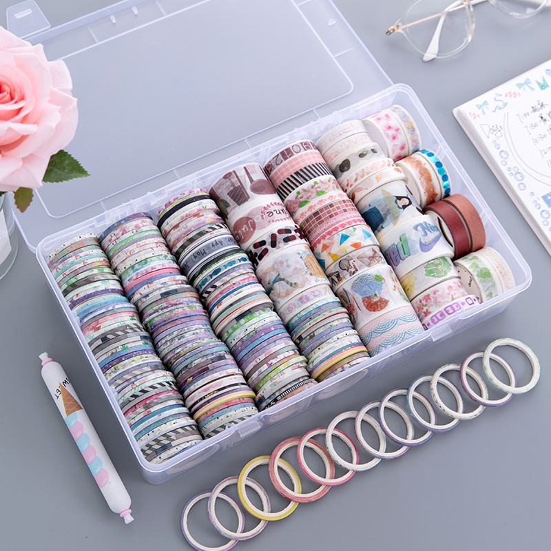 [Mã LIFEB04ALL giảm 10% tối đa 15K đơn 0Đ] Cuộn băng dính WASHI TAPE MINI 1mm dùng trang trí sổ đáng yêu, cute