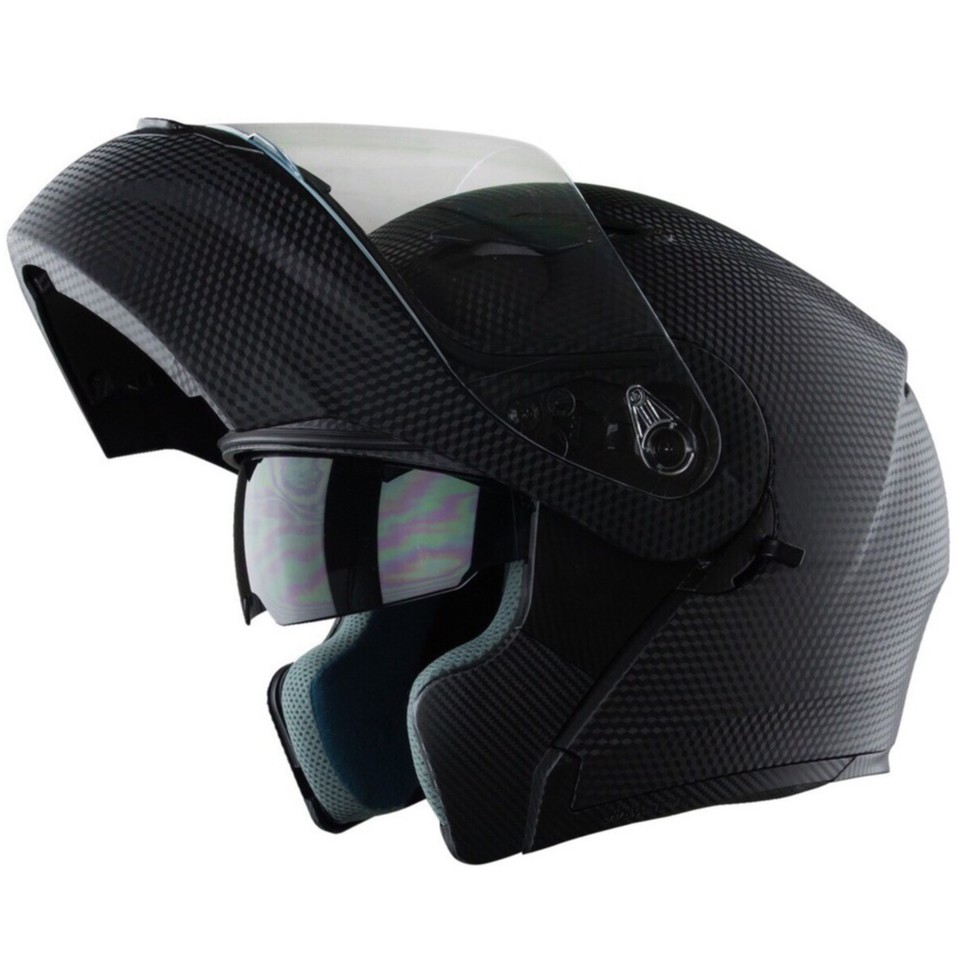 XẢ KHO - Nón bảo hiểm Fullface Lật hàm 2 kính cao cấp - Royal M179  - Đen Vân carbon - CHÍNH HÃNG - Bảo hành 12 Tháng