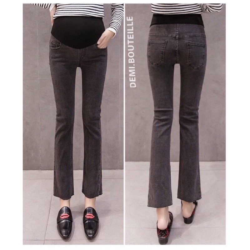 Sẵn hàng🤰quần jean bầu ống loe co giãn siêu đẹp