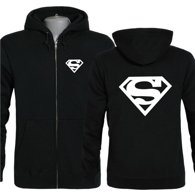 Áo Hoodie Phối Khóa Kéo In Hình Superman Cá Tính